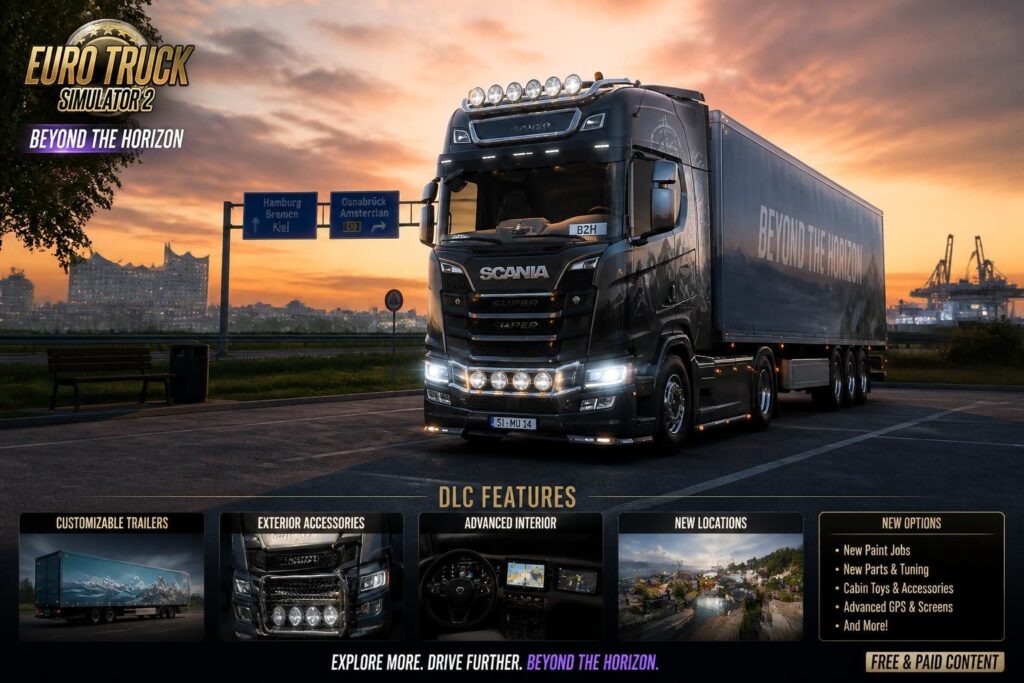 découvrez les dernières nouveautés et options, gratuites ou payantes, pour le dlc de euro truck simulator 2 (ets2). améliorez votre expérience de jeu avec les contenus additionnels les plus récents.